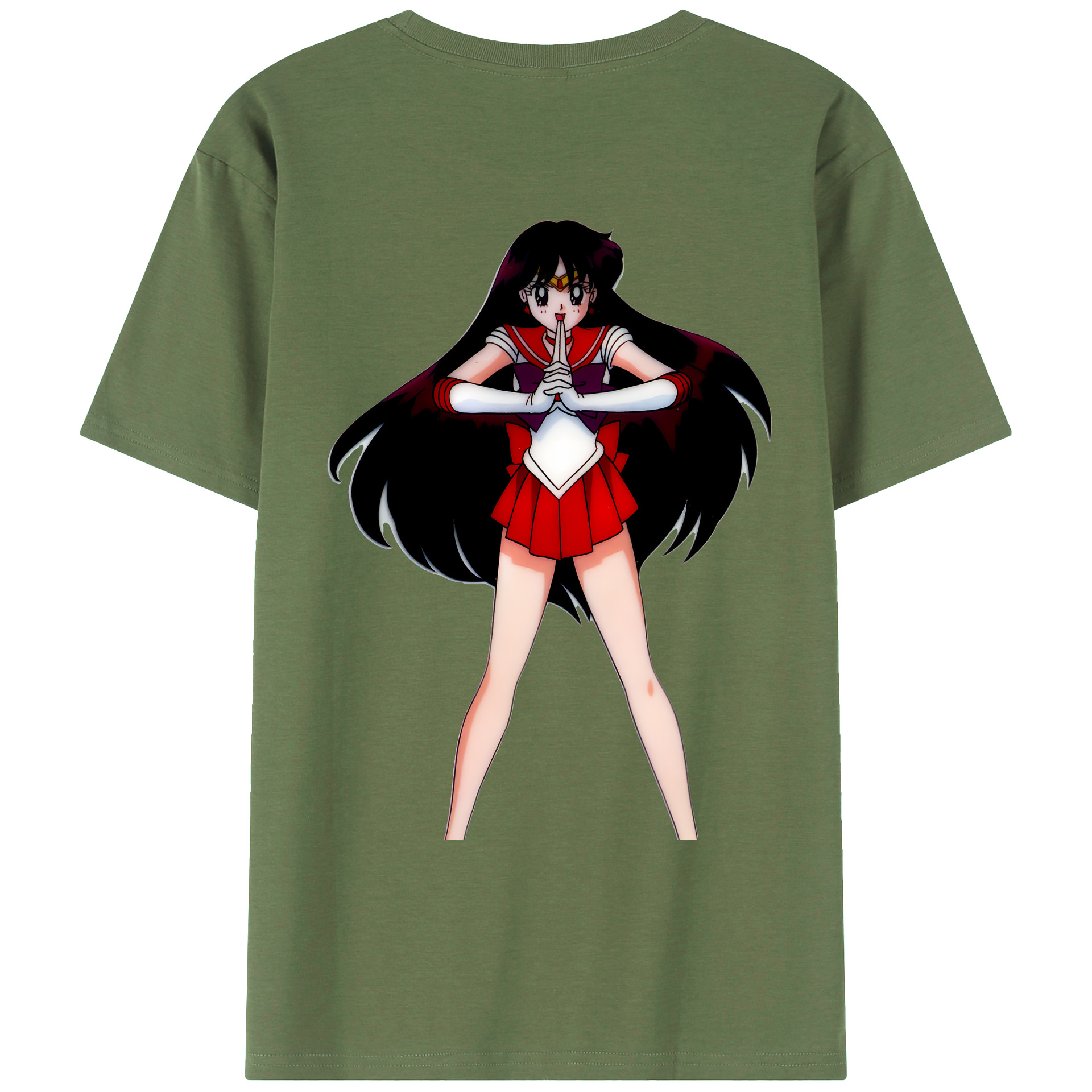 （画像用） 美少女戦士セーラームーン 火野レイ ひの レイ Sailor Moon Hino Rei （セーラーマーズ,Sailor Mars） 綿100％ メンズ半袖Tシャツ（バックプリント） 通気性